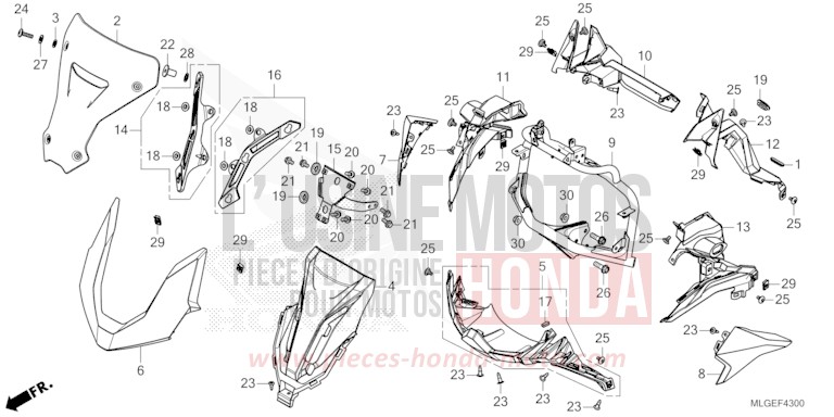 ABDECKUNG, VORNE (CRF1100A/AL/D/DL) von Africa Twin DCT GLINT WAVE BLUE METALLIC (B197X) von 2023